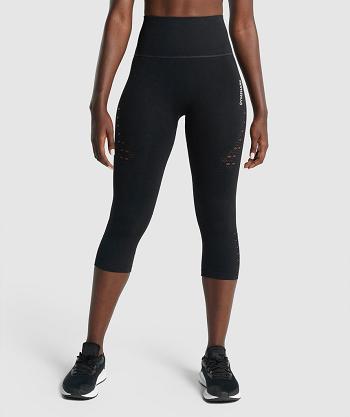 Dámské Legíny Gymshark Energy Seamless Cropped Černé | CZ 4015NWY